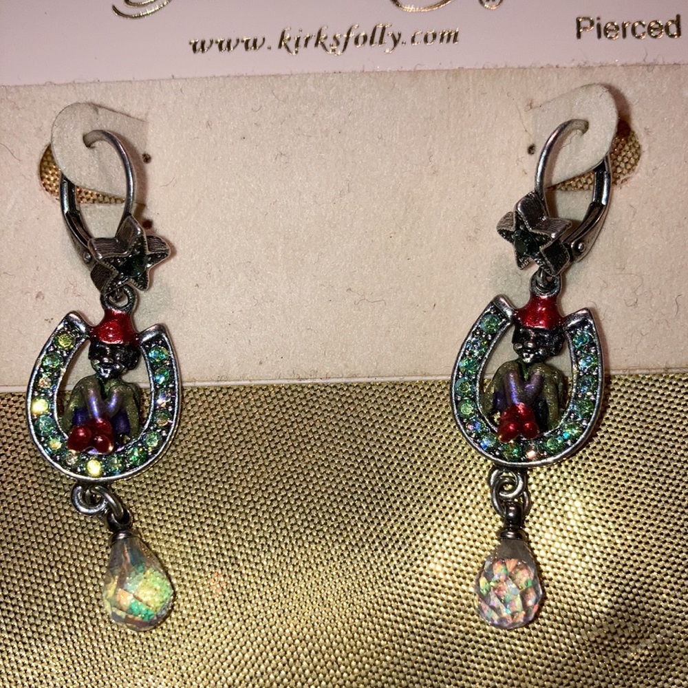NWOT KIRK’S FOLLY GNOME RARE ST w/matching horseshoe earrings set $79 - Picture 8 of 10